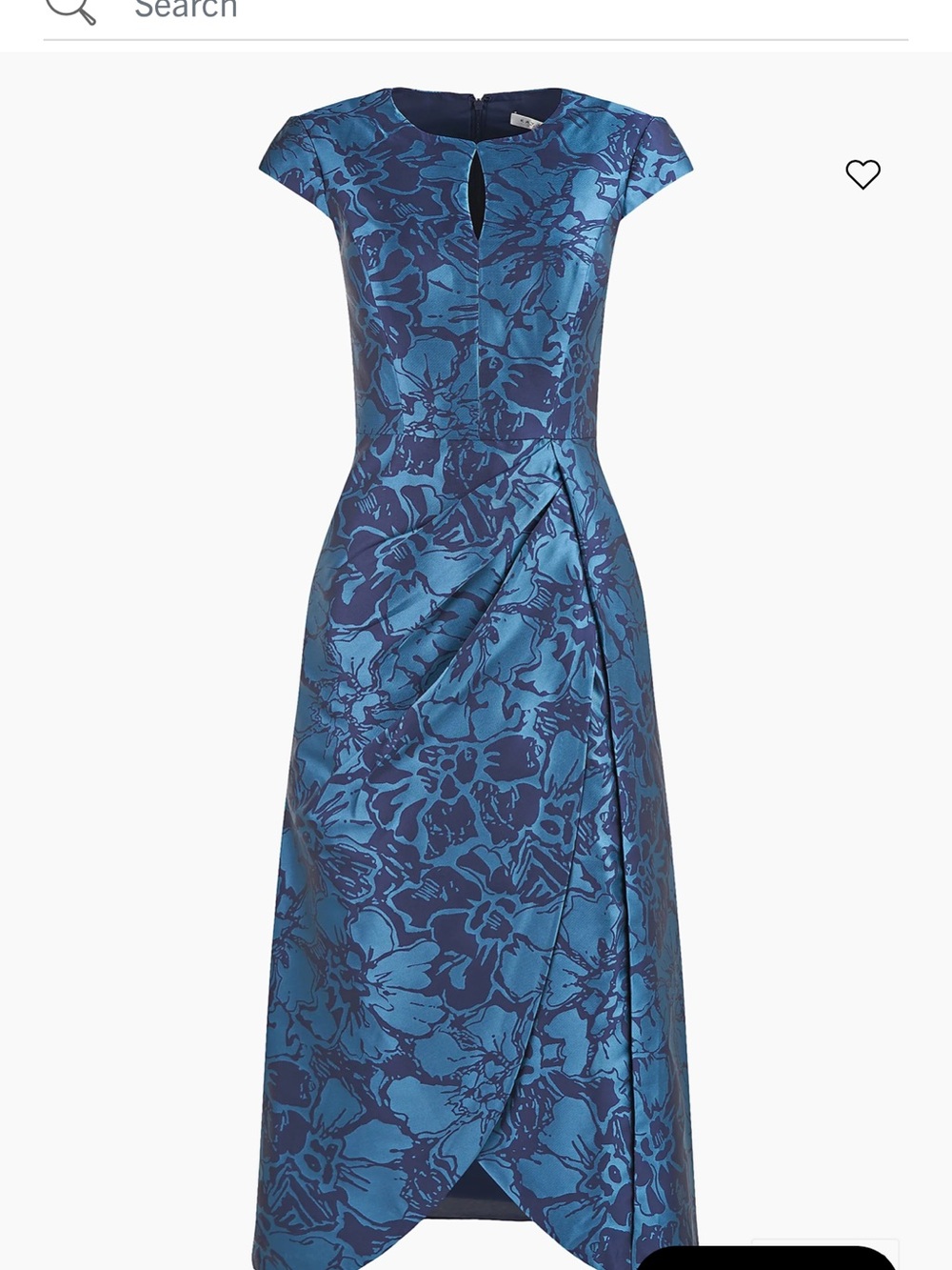 Kay Unger Massima Blue Floral Midi Dress in Baltic Blue